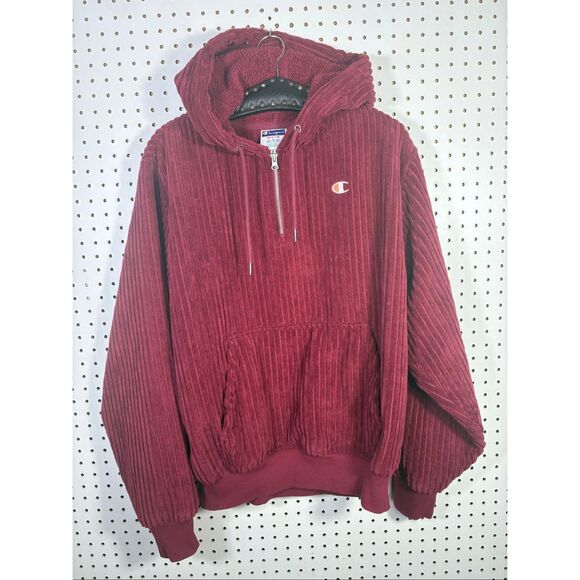 Champion Hi Pile Cardinal Corduroy Fleece Hoodie size M - Picture 1 of 9